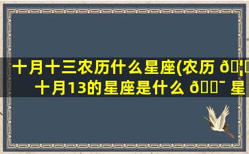 十月十三农历什么星座(农历 🦍 十月13的星座是什么 🐯 星座)